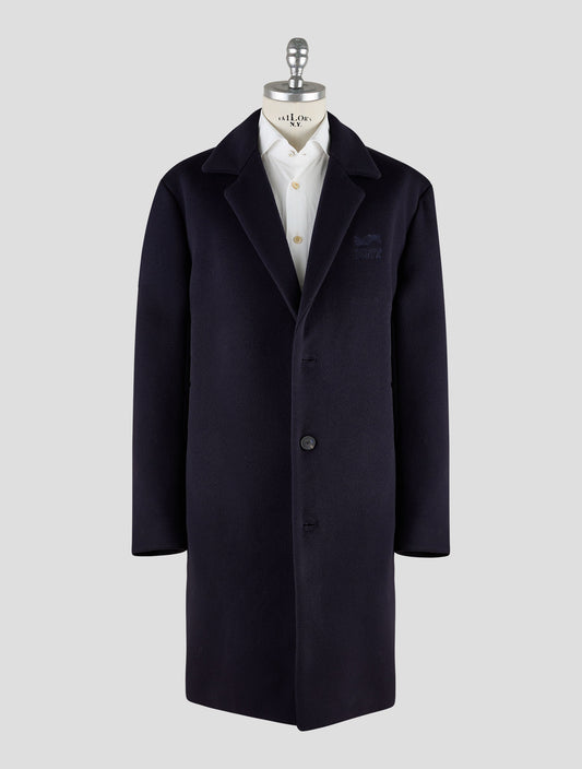 Kiton Knt Dark Blue Virgin Wool Pa Cashmere Overcoat