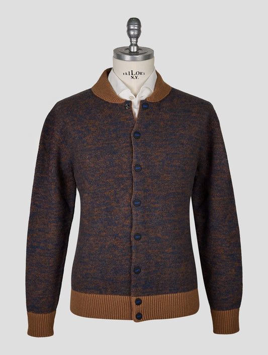 Kiton Knt Brown Blue Virgin Wool Cashmere Coat
