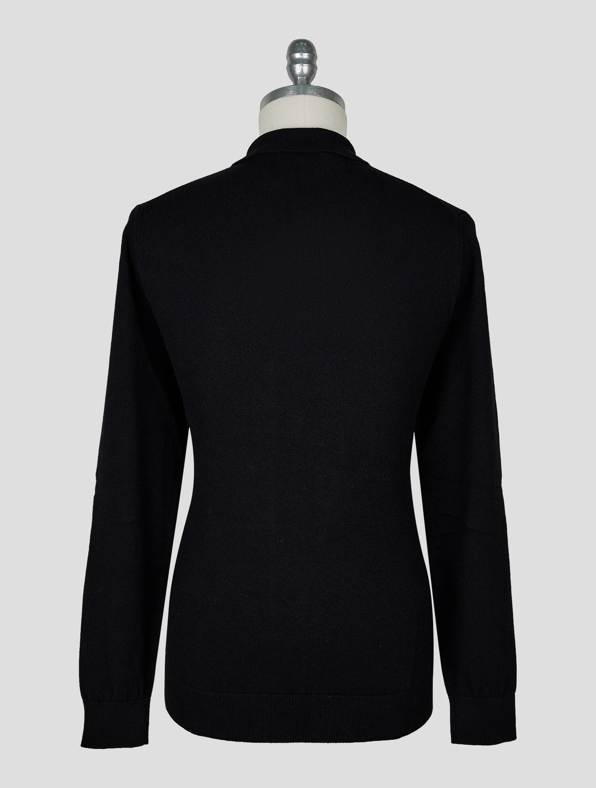 Kiton Knt Black Virgin Wool Sweater Polo