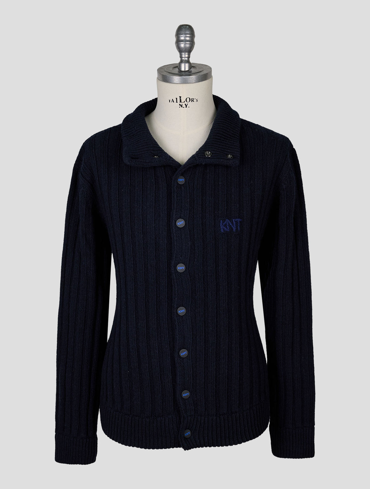 Kiton Knt Dark Blue Virgin Wool Coat