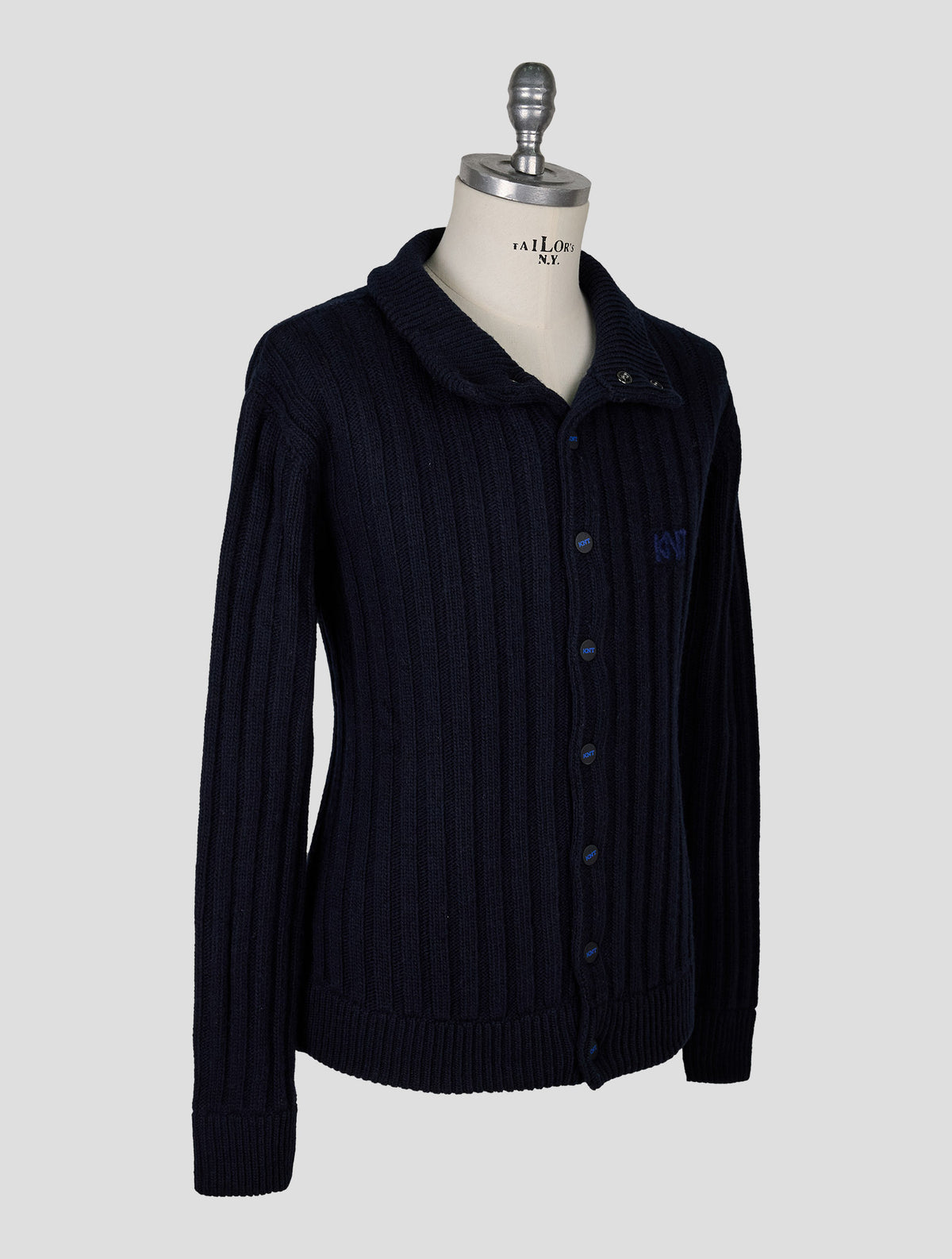 Kiton Knt Dark Blue Virgin Wool Coat
