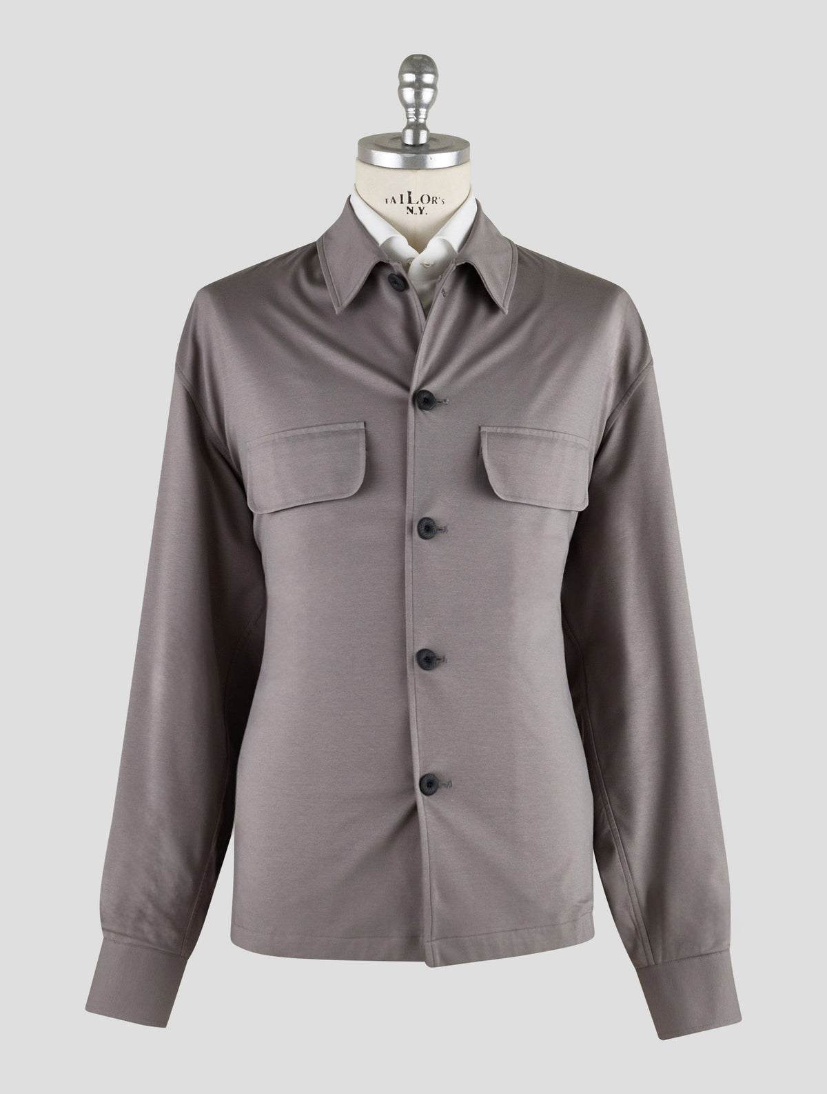 Kiton Knt Gray Cotton Ea Coat
