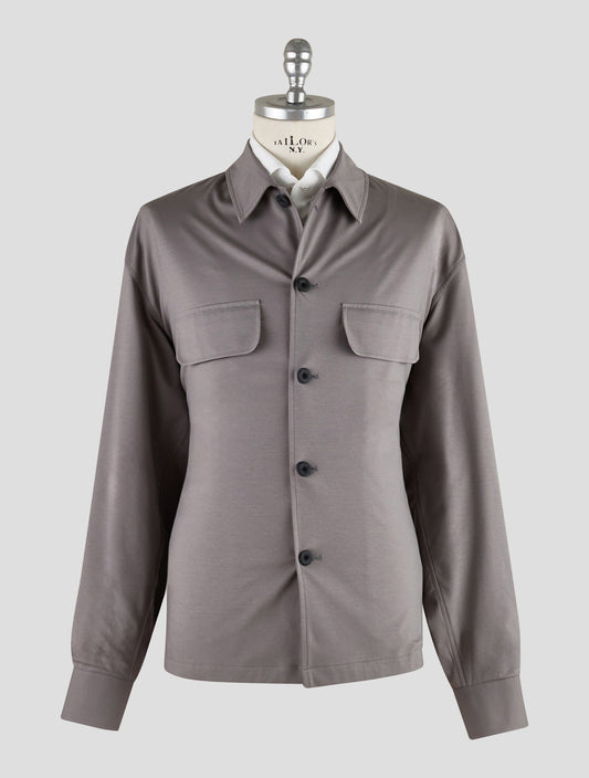 Kiton Knt Gray Cotton Ea Coat