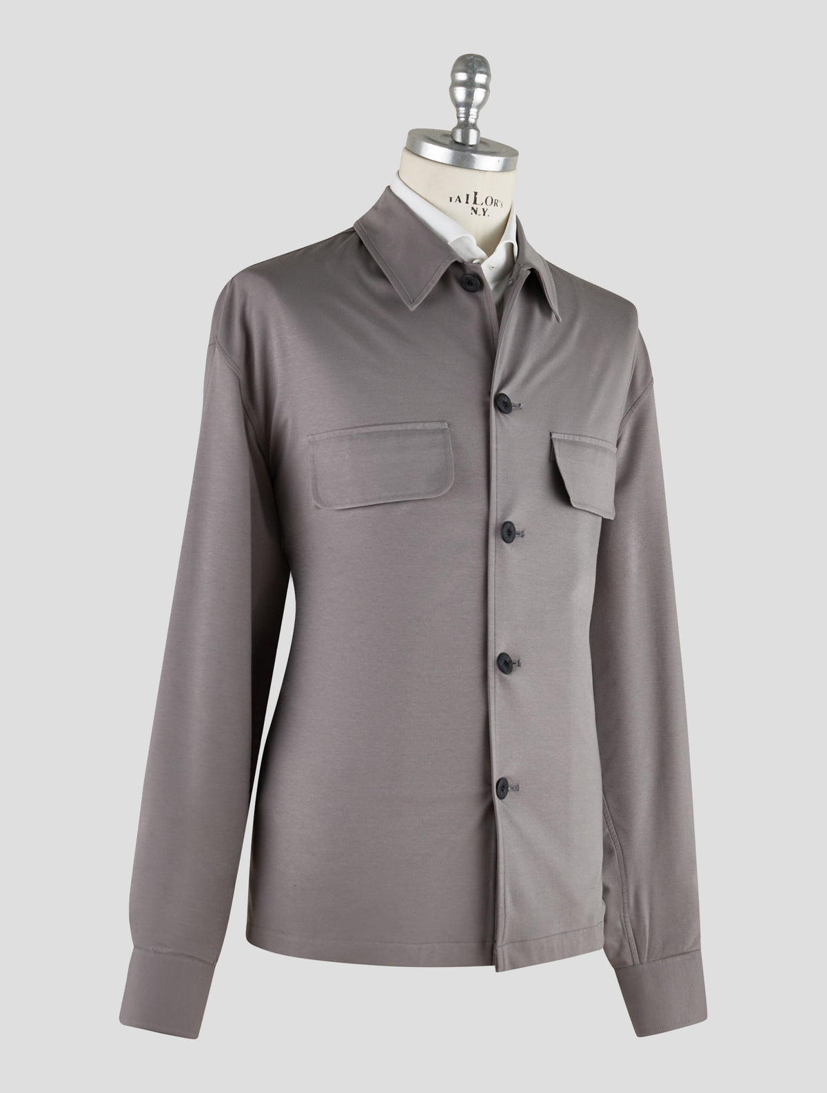 Kiton Knt Gray Cotton Ea Coat