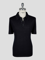 Kiton Knt Black Virgin Wool Silk Polo