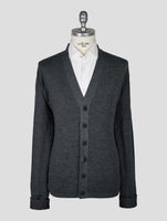 Kiton Knt Dark Gray Virgin Wool Silk Cardigan