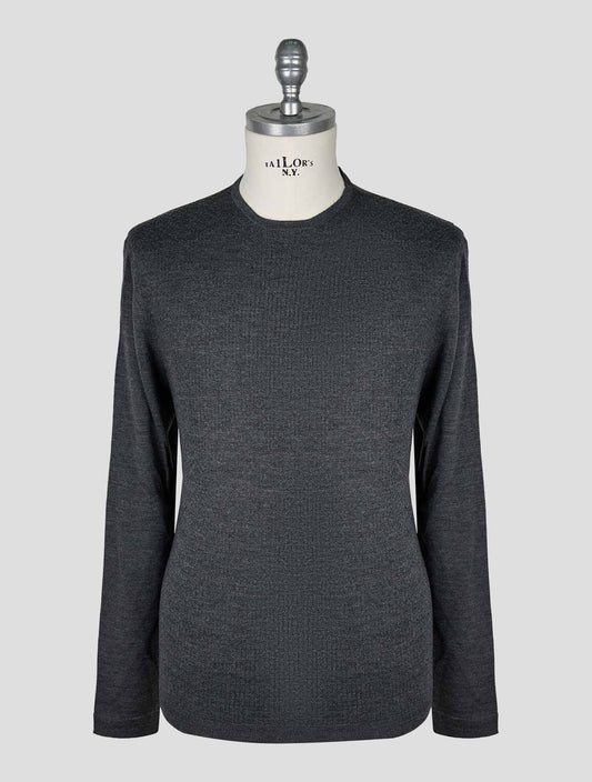 Kiton Knt Dark Gray Virgin Wool Silk Sweater Crewneck