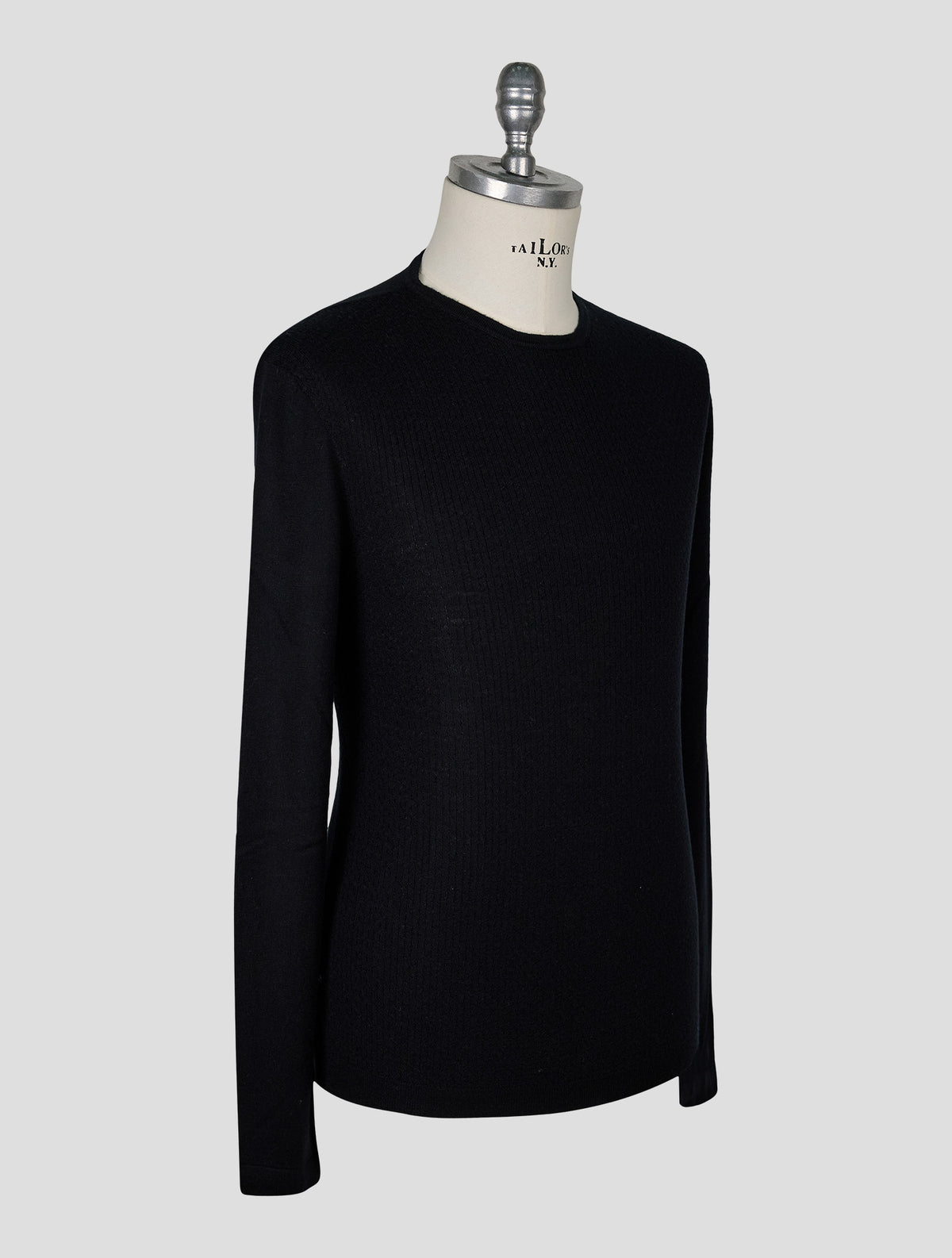 Kiton Knt Black Virgin Wool Silk Sweater Crewneck