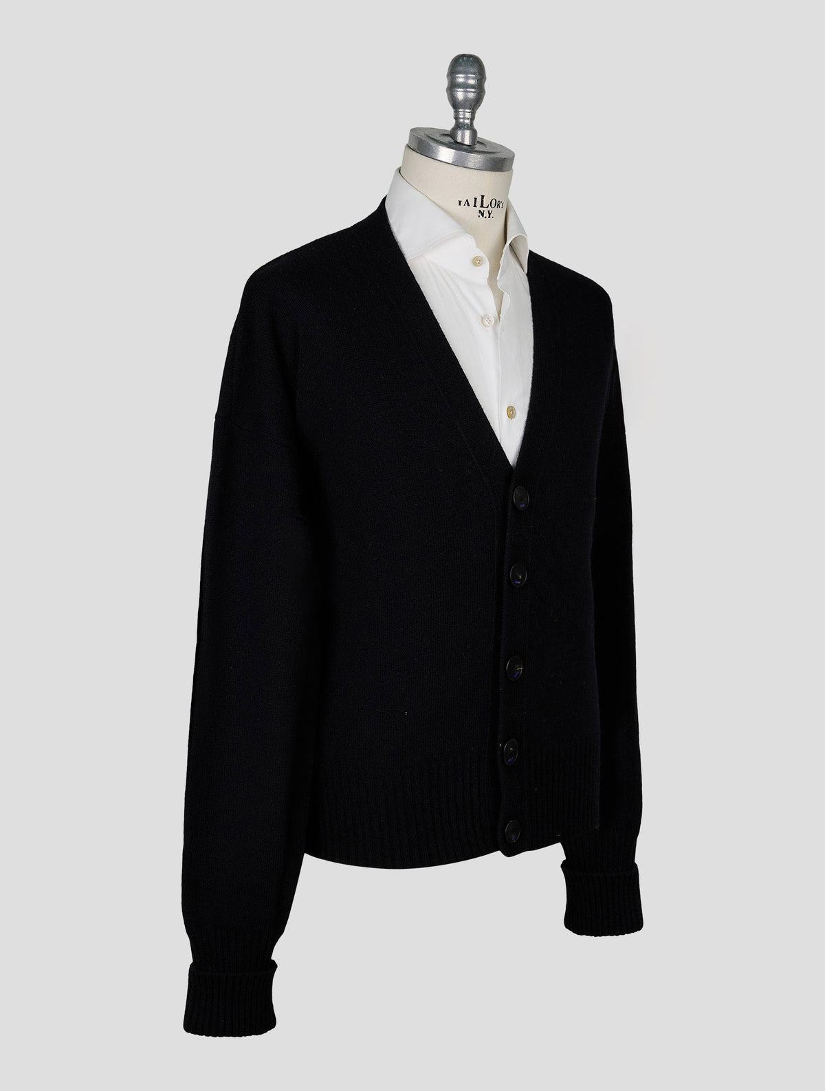 Kiton Knt Black Virgin Wool Cardigan