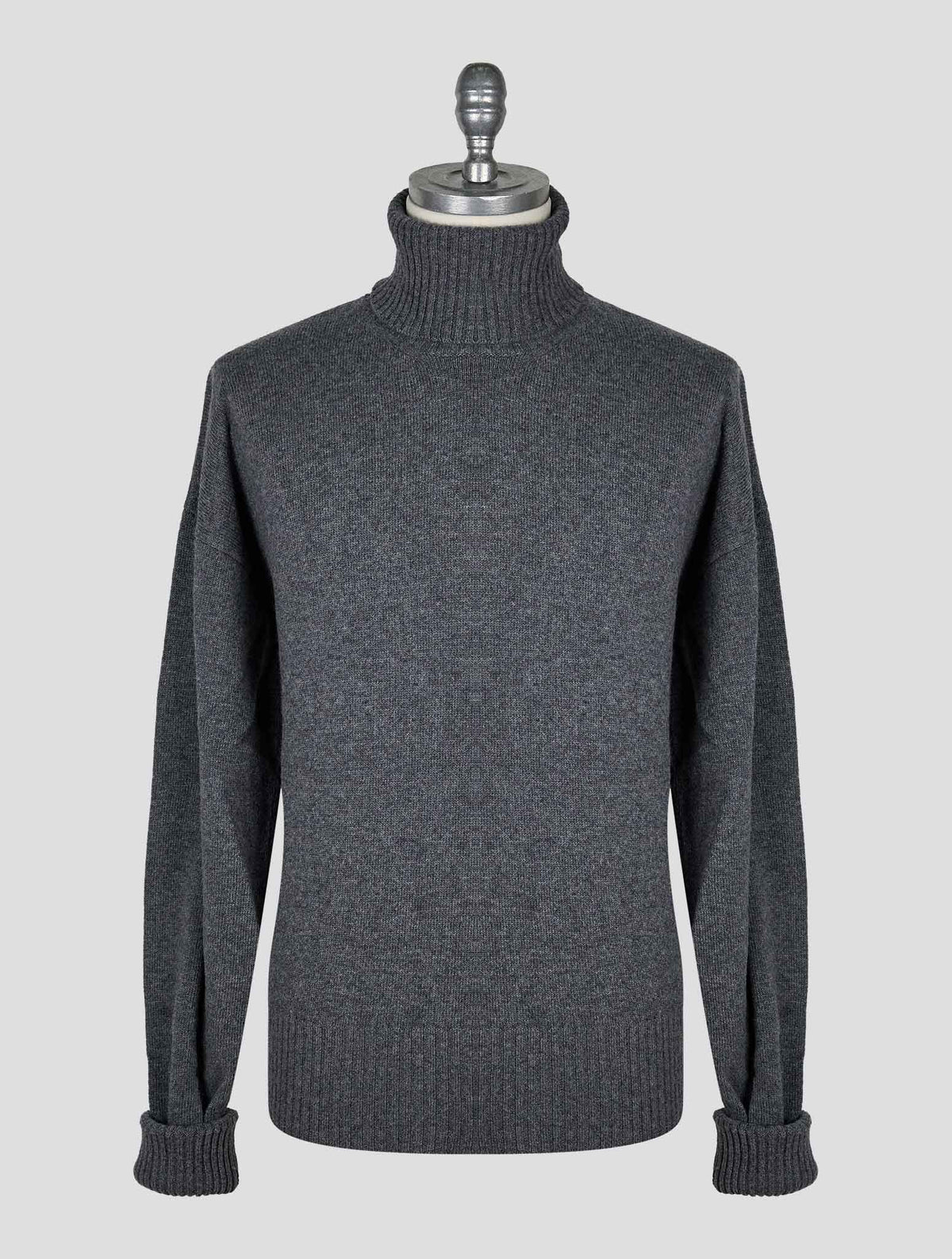 Kiton Knt Gray Virgin Wool Sweater Turtleneck