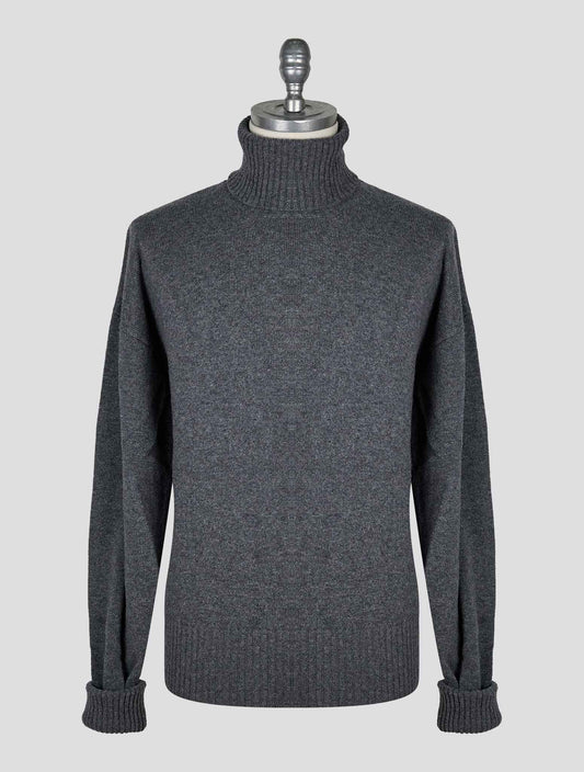 Kiton Knt Gray Virgin Wool Sweater Turtleneck