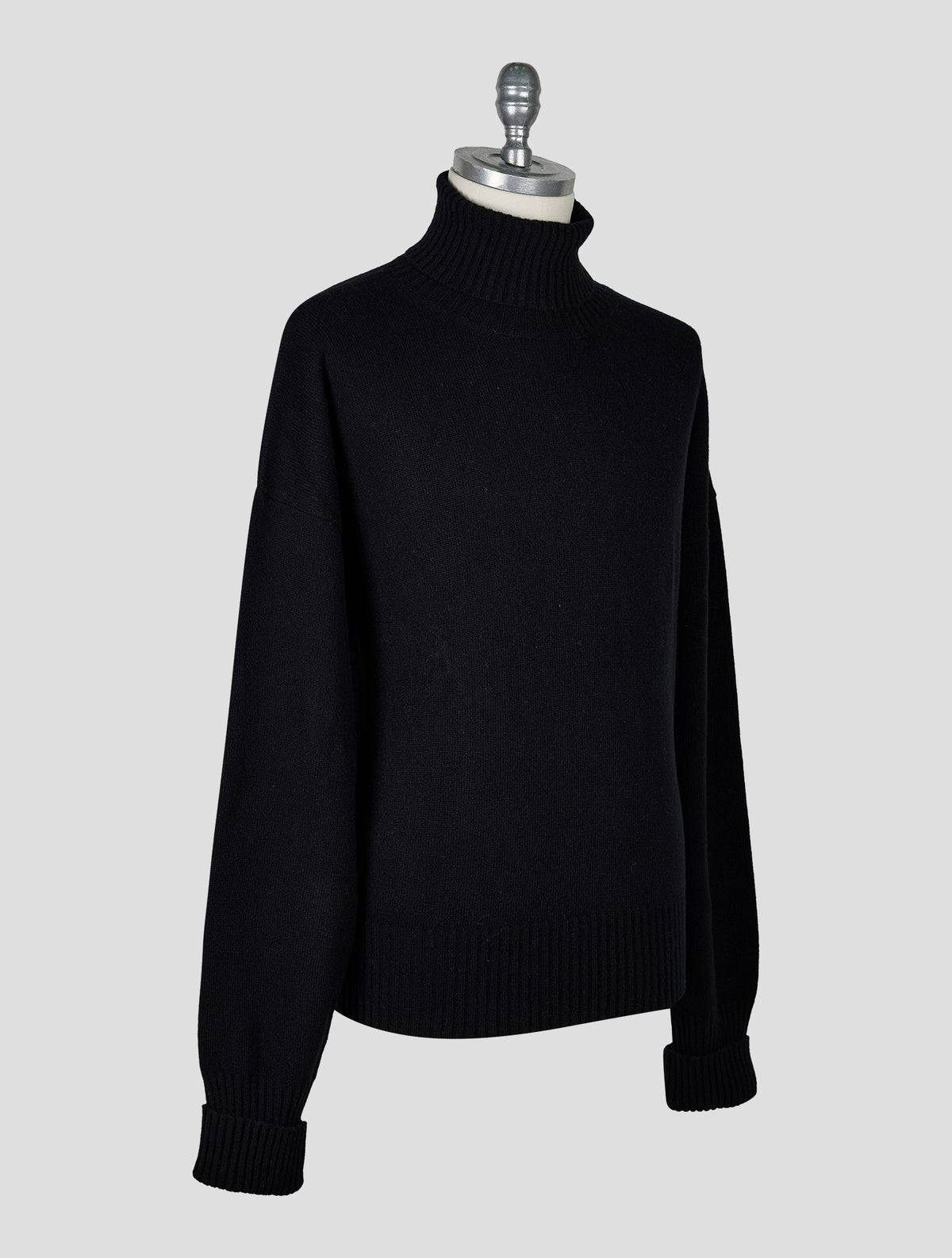 Kiton Knt Black Virgin Wool Sweater Turtleneck