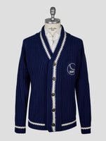 Kiton Knt Dark Blue Wool Cardigan