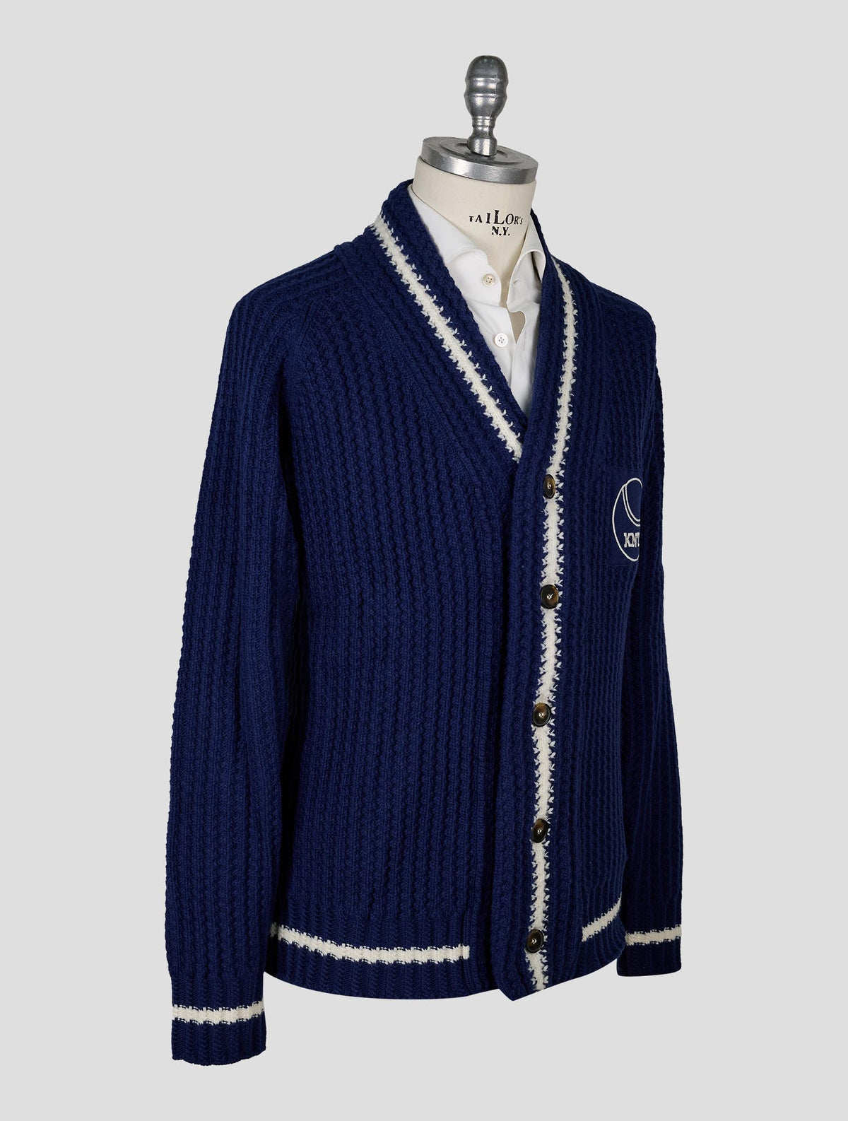 Kiton Knt Dark Blue Wool Cardigan