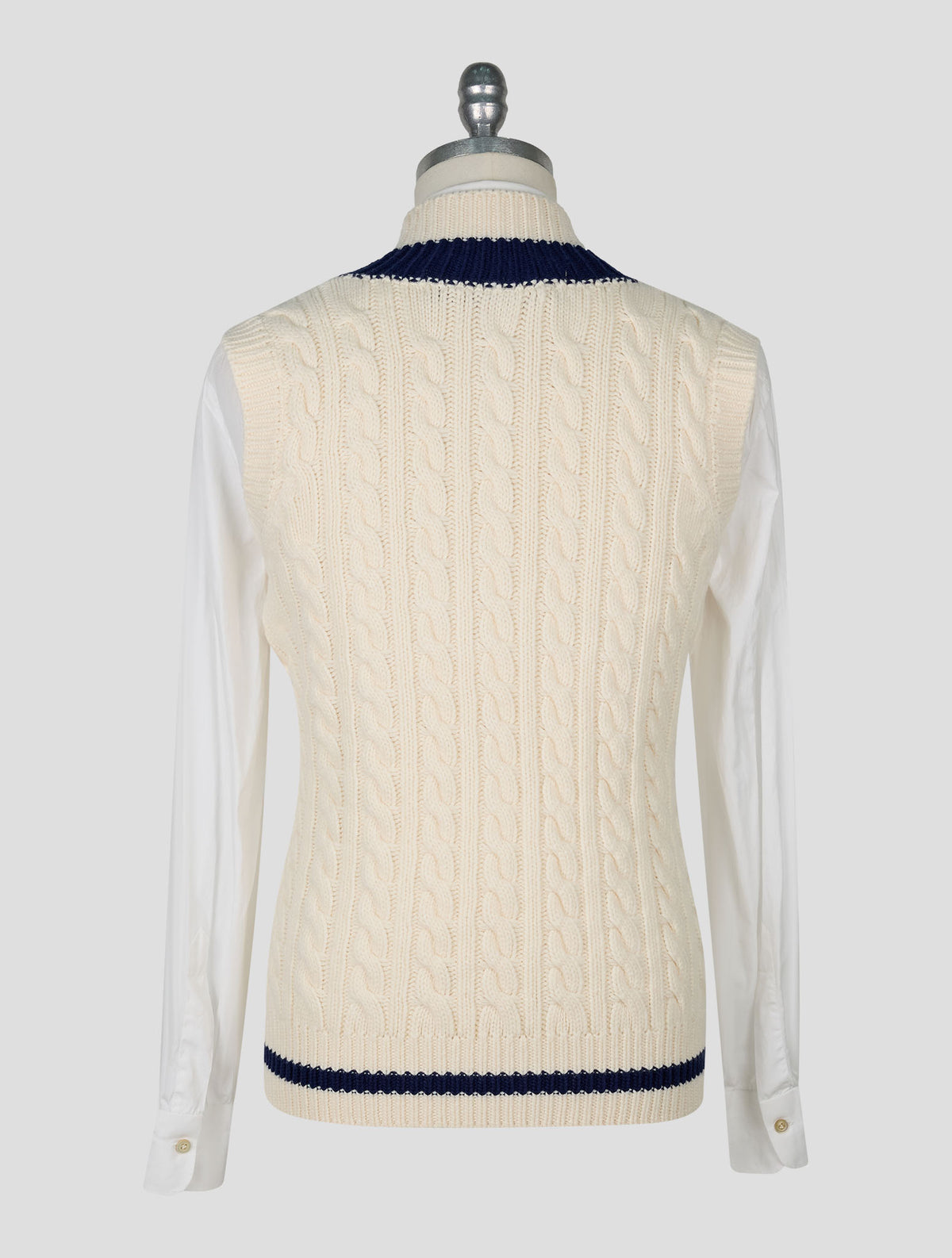 Kiton Knt White Blue Wool Gilet
