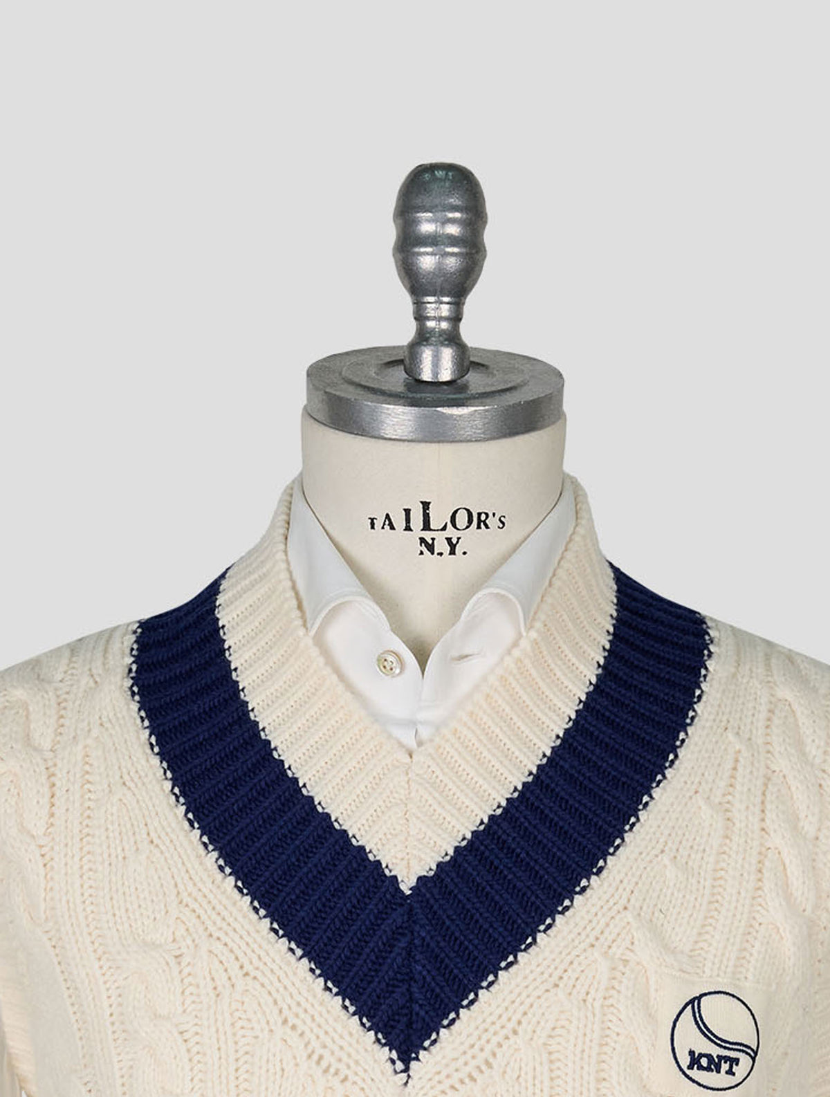 Kiton Knt White Blue Wool Gilet
