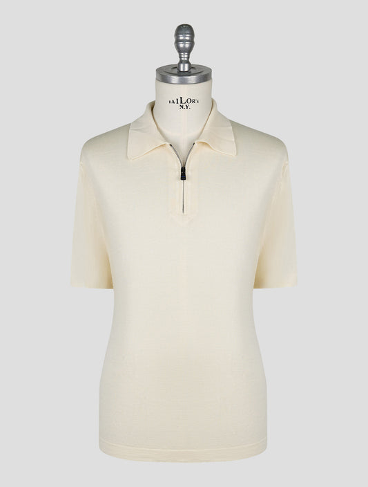 Kiton Knt White Virgin Wool Silk Polo
