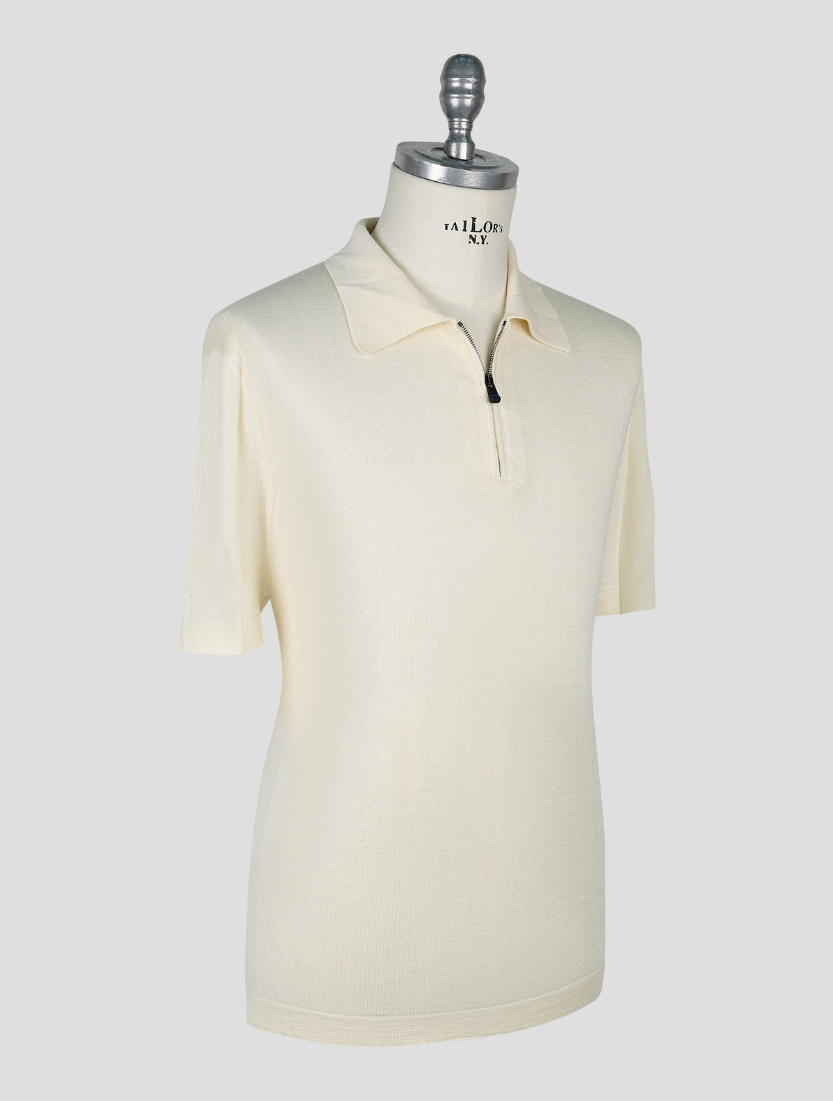 Kiton Knt White Virgin Wool Silk Polo