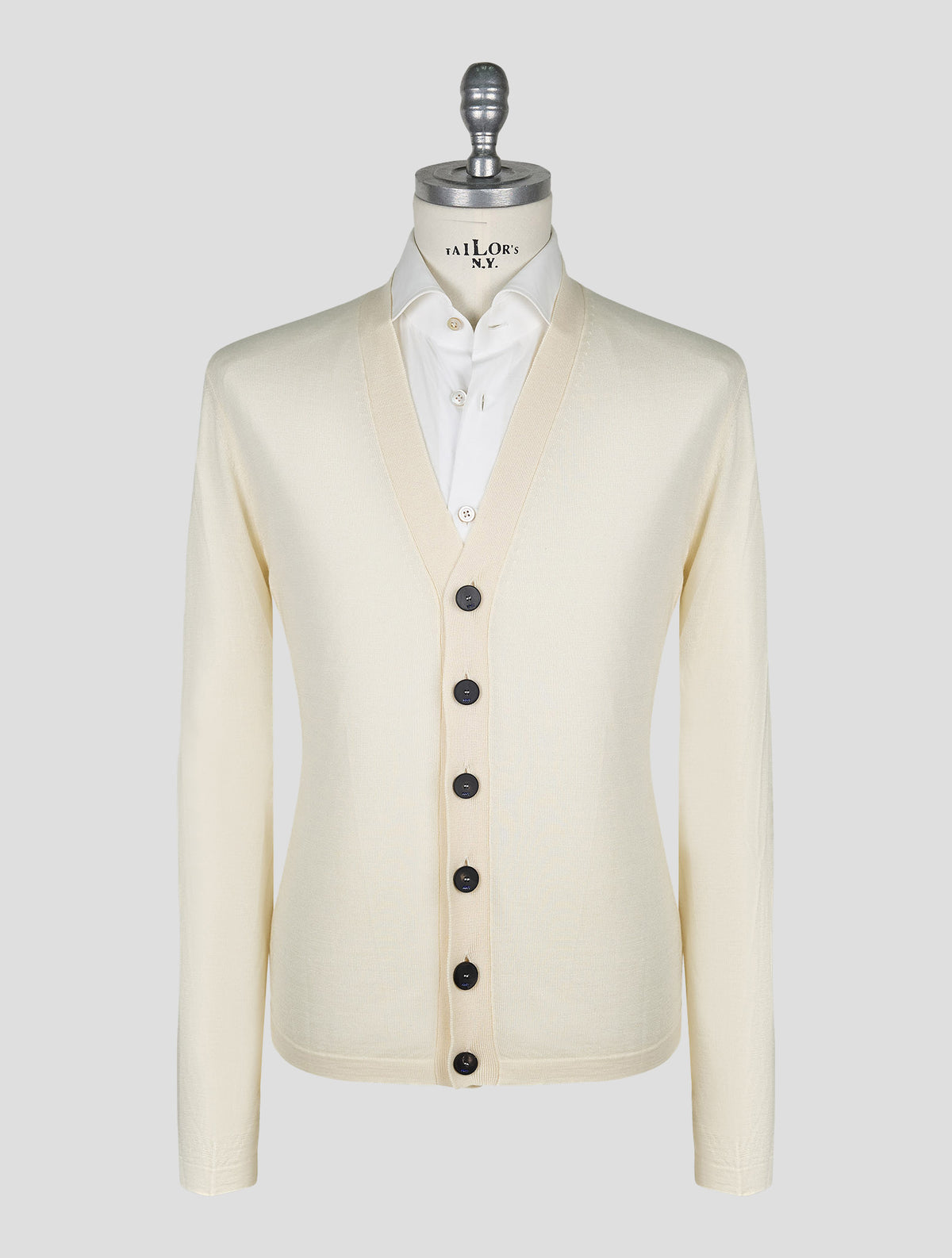Kiton Knt White Virgin Wool Silk Cardigan