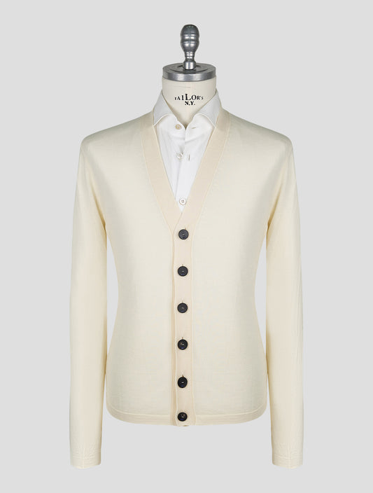 Kiton Knt White Virgin Wool Silk Cardigan