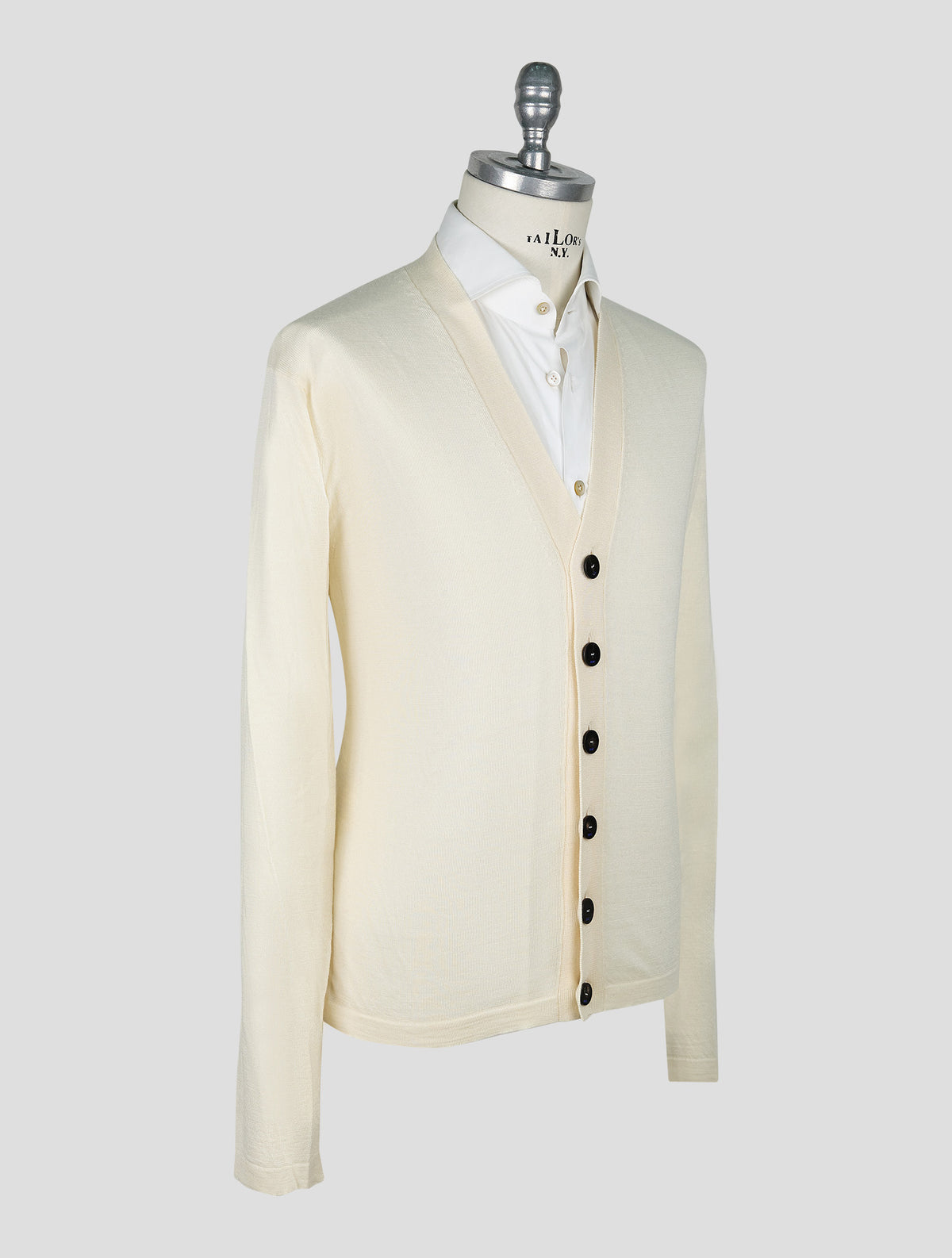 Kiton Knt White Virgin Wool Silk Cardigan