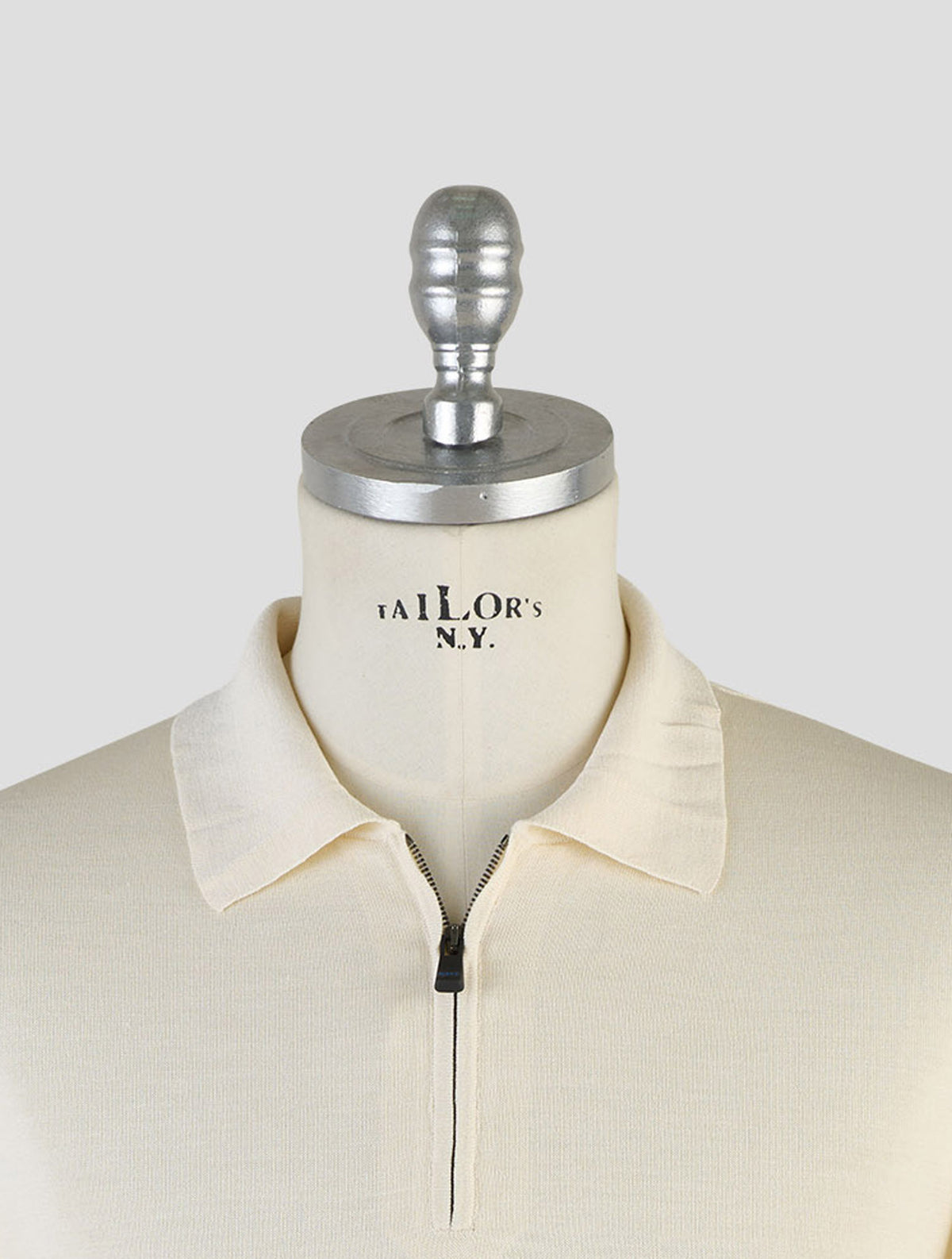 Kiton Knt White Silk Polo Half Zip