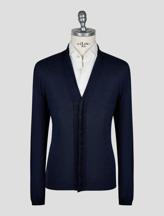 Kiton Knt Dark Blue Silk Cardigan