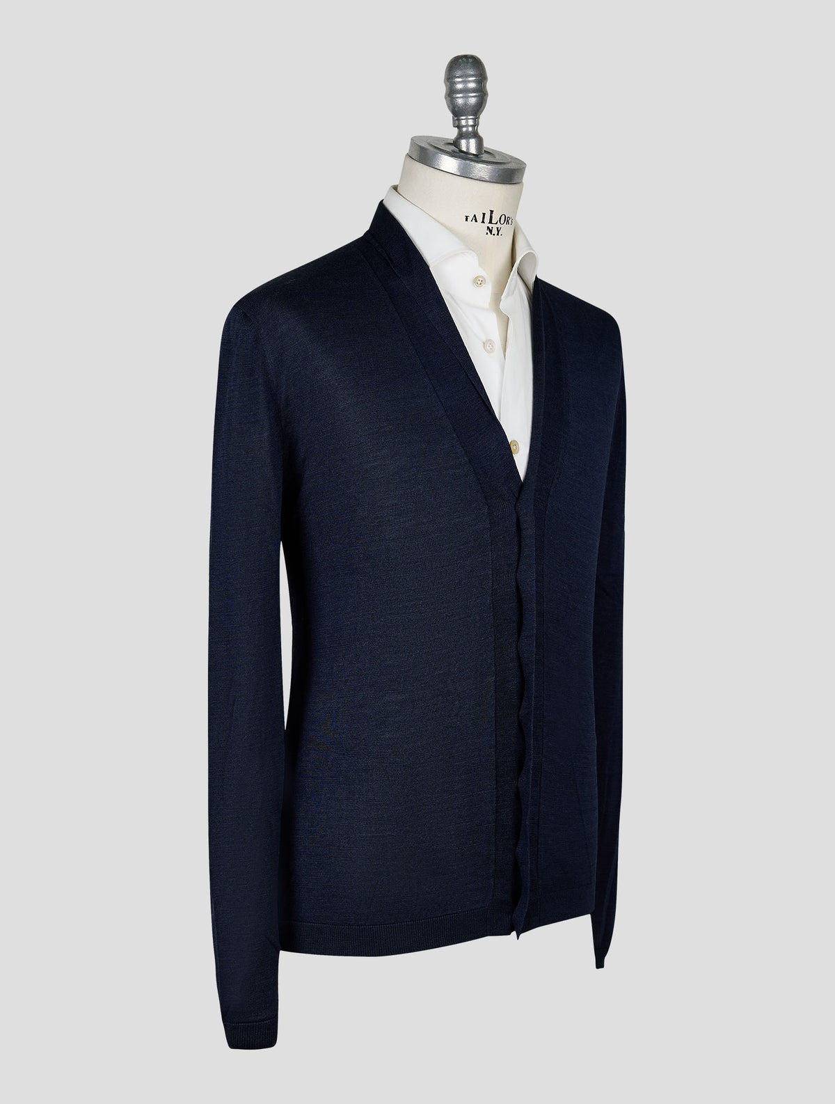 Kiton Knt Dark Blue Silk Cardigan