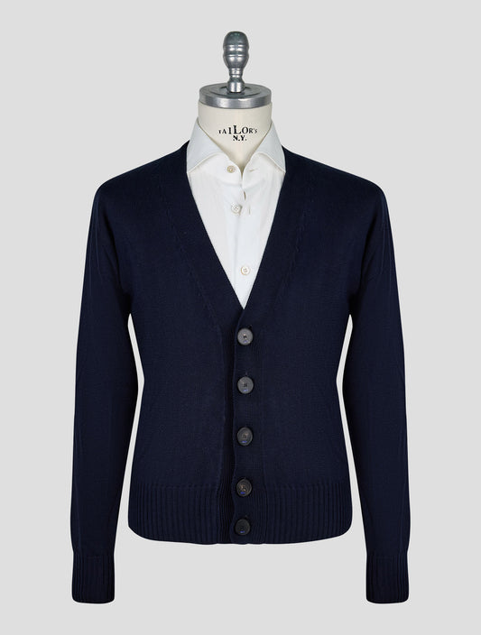 Kiton Knt Dark Blue Cotton Cardigan