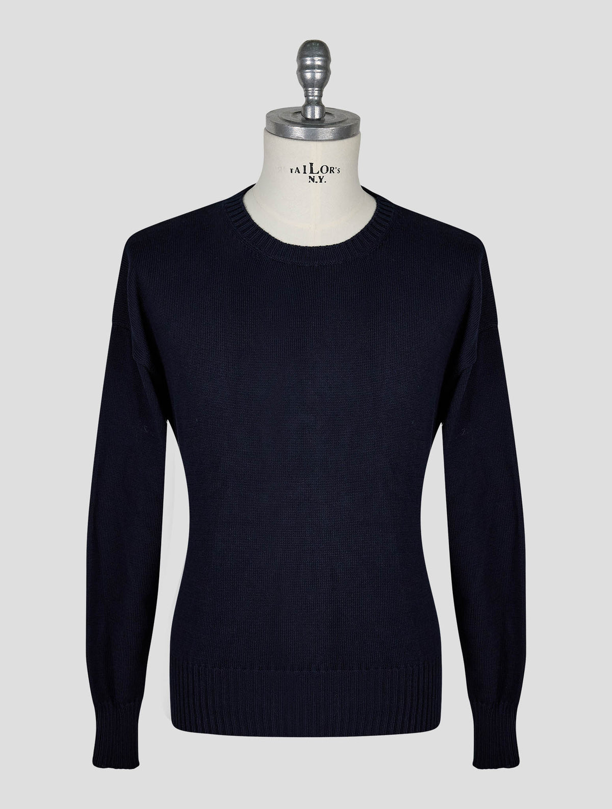 Kiton Knt Dark blue Cotton Sweater Crewneck