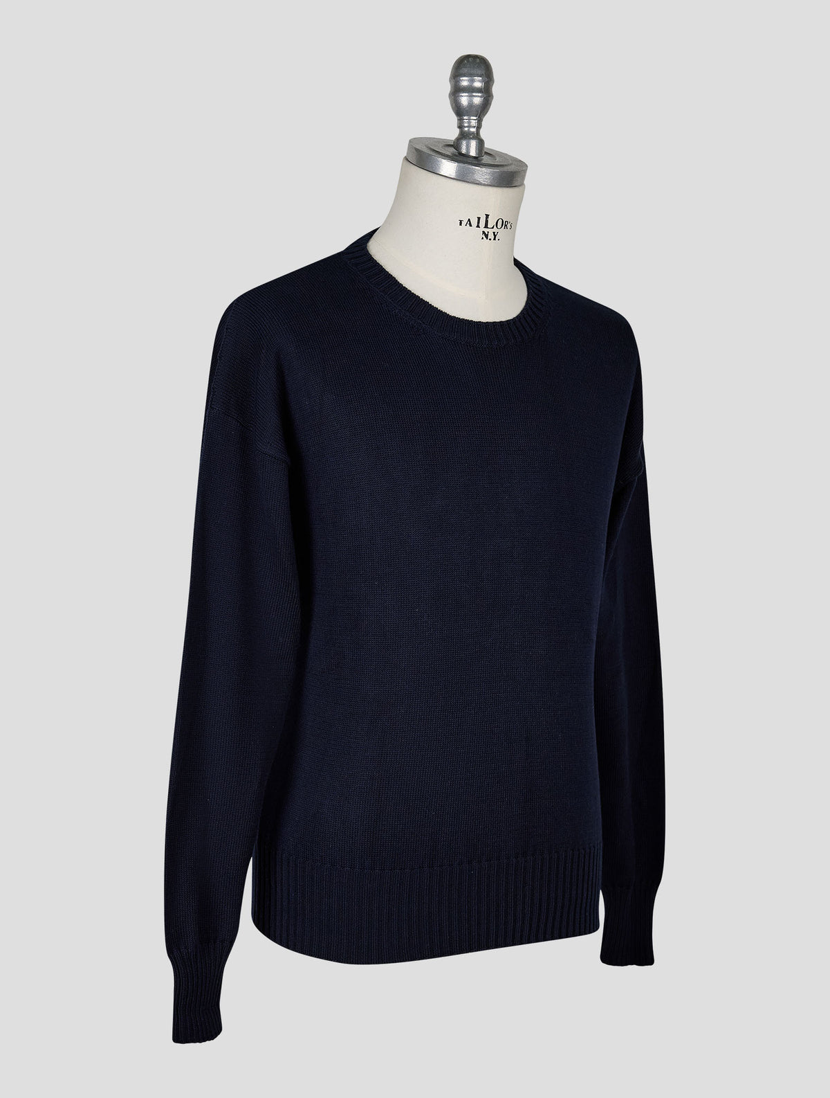 Kiton Knt Dark blue Cotton Sweater Crewneck