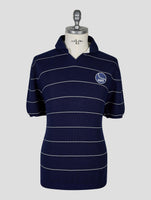 Kiton Knt Blue White Cotton Polo