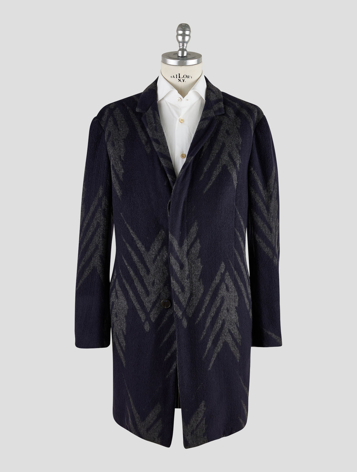 Kiton Knt Gray Blue Cashmere Pa Overcoat