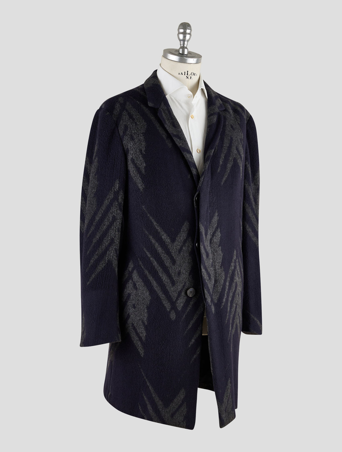 Kiton Knt Gray Blue Cashmere Pa Overcoat