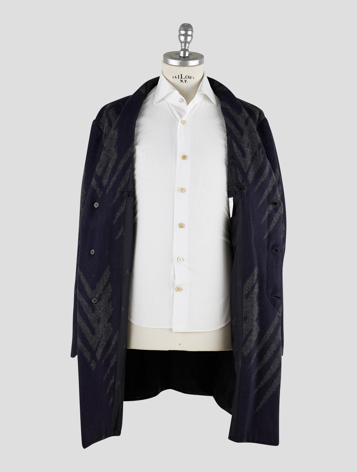 Kiton Knt Gray Blue Cashmere Pa Overcoat
