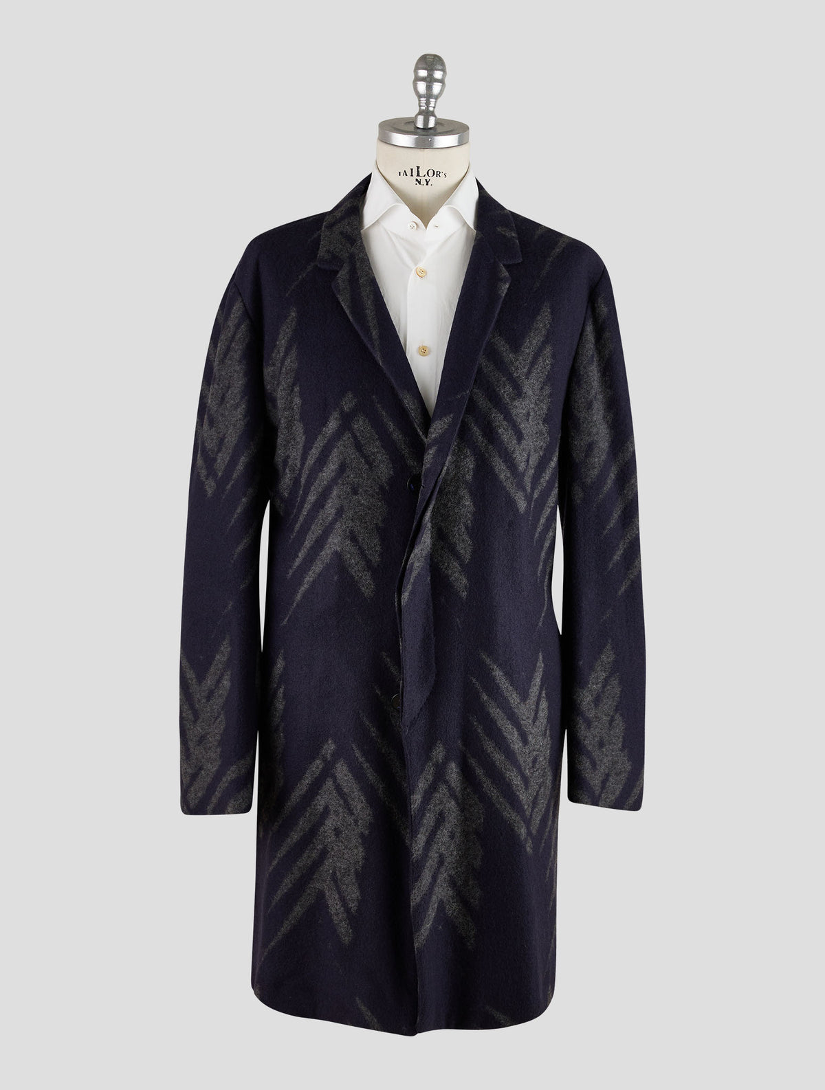 Kiton Knt Gray Blue Cashmere Pa Overcoat