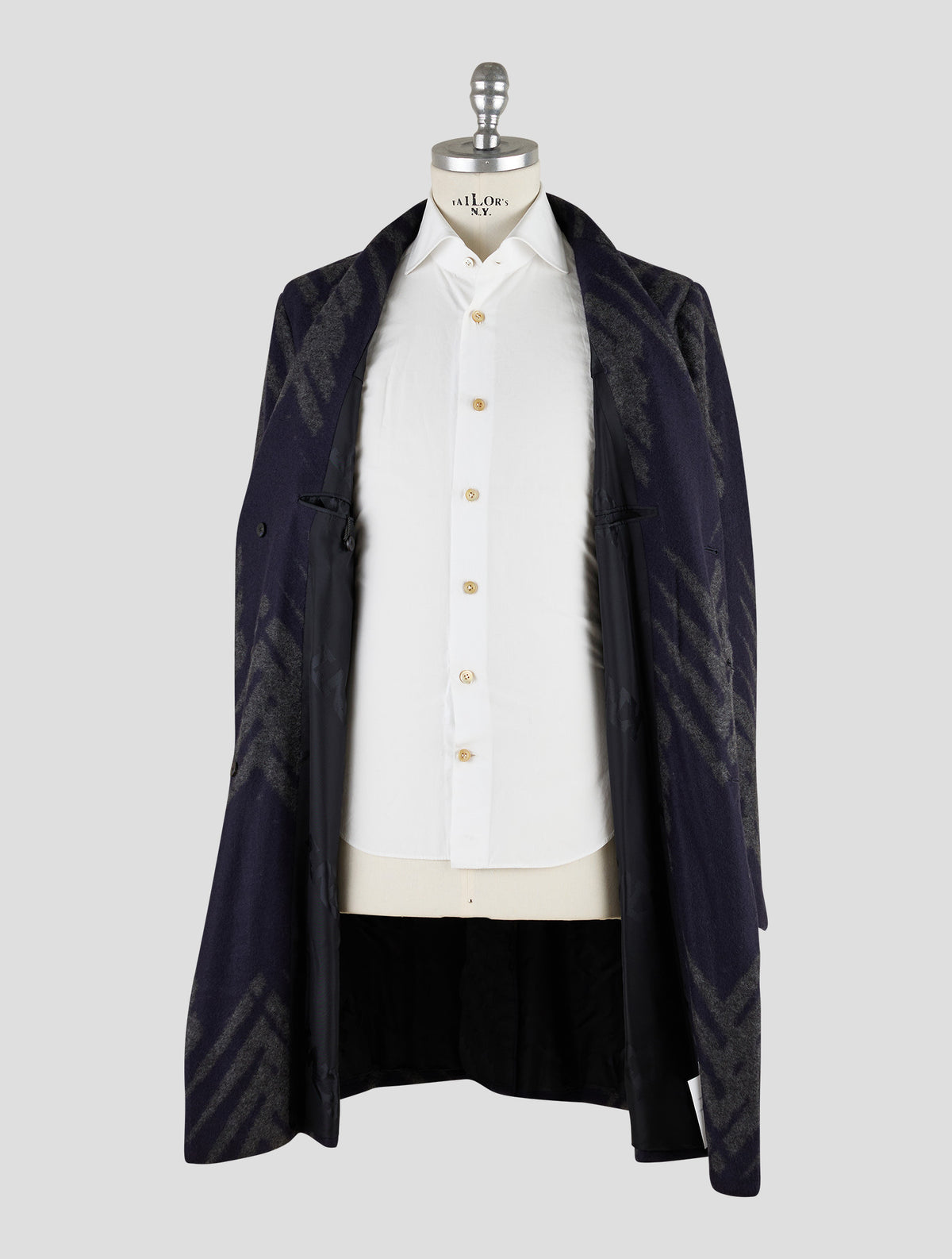 Kiton Knt Gray Blue Cashmere Pa Overcoat
