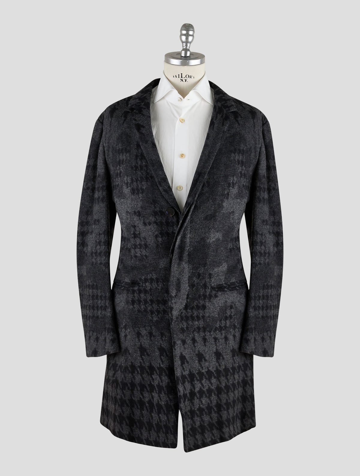 Kiton Knt Gray Black Cashmere Pa Overcoat