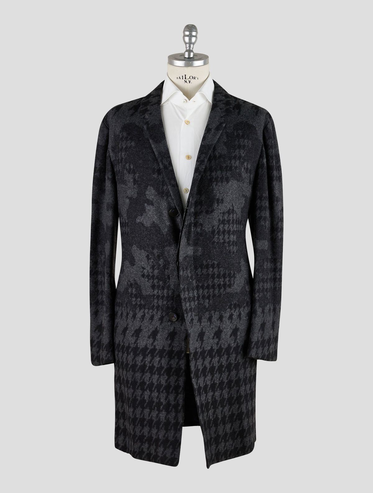 Kiton Knt Gray Black Cashmere Pa Overcoat