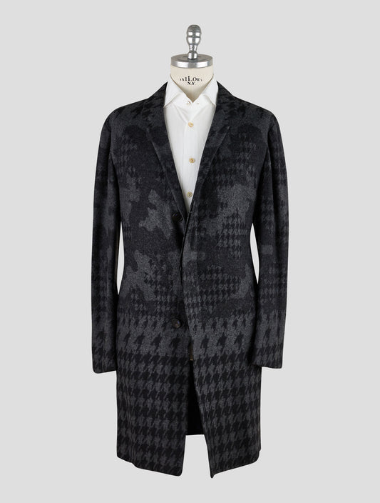 Kiton Knt Gray Black Cashmere Pa Overcoat