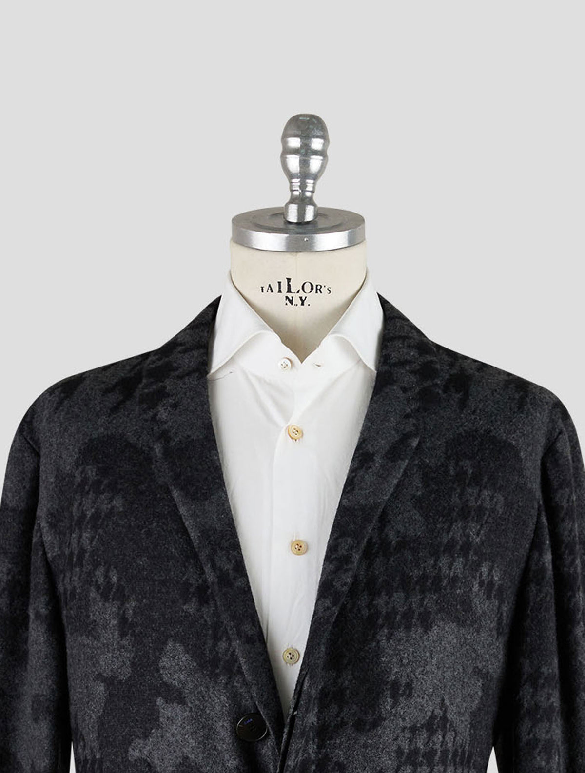 Kiton Knt Gray Black Cashmere Pa Overcoat