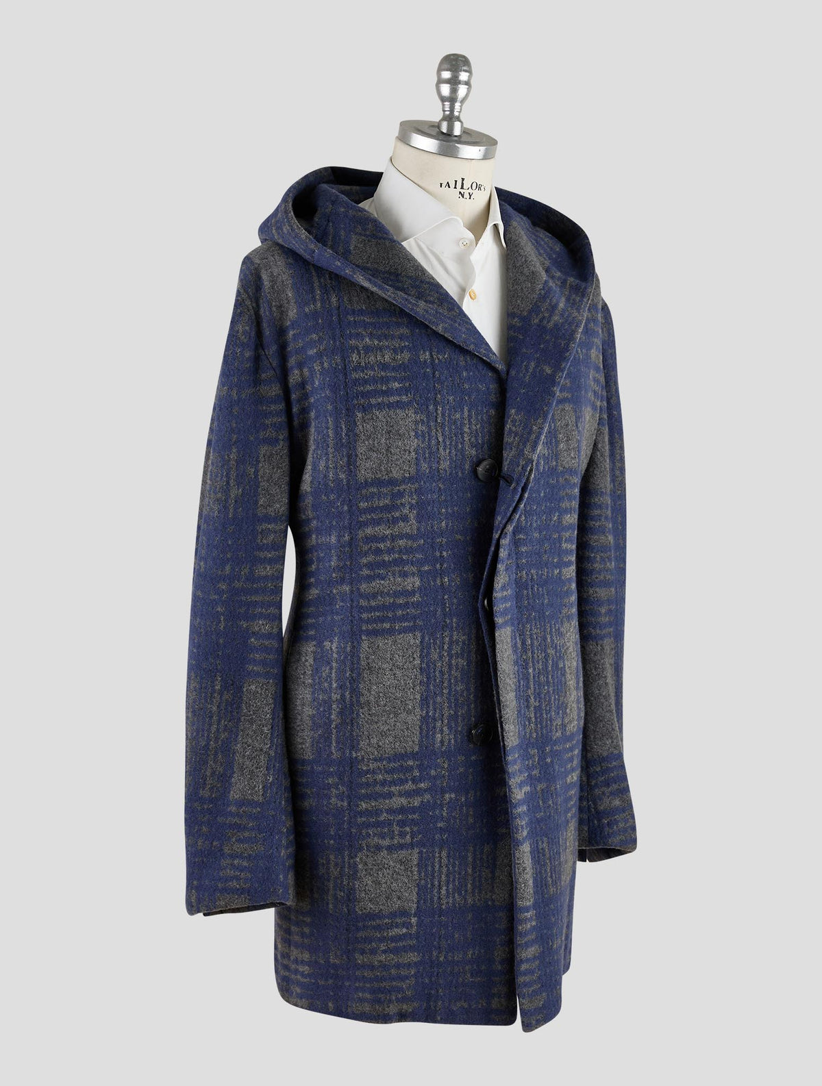 Kiton Knt Gray Blue Cashmere Pa Overcoat