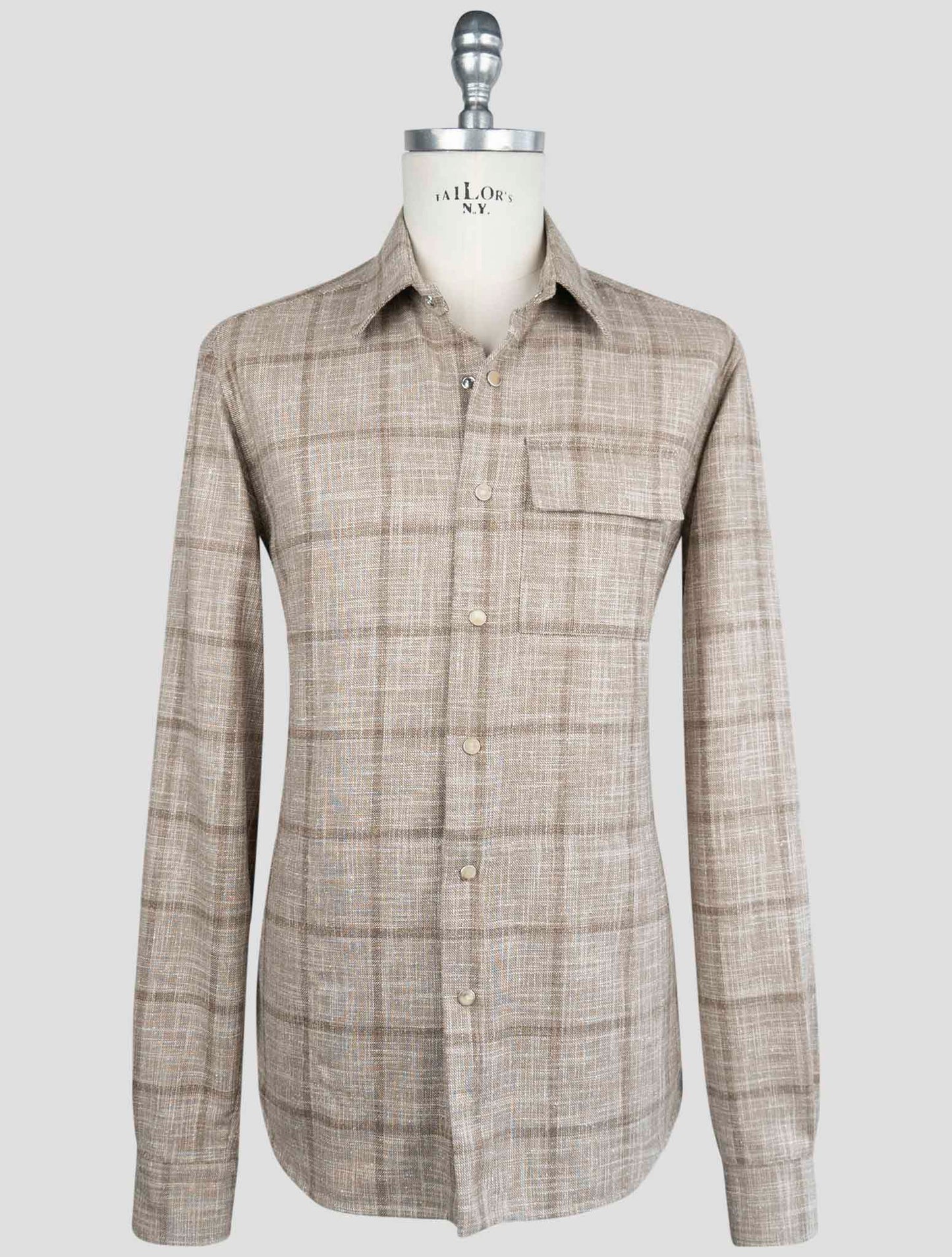 Kiton Beige Virgin Wool Silk Cotton Overshirt BUBA