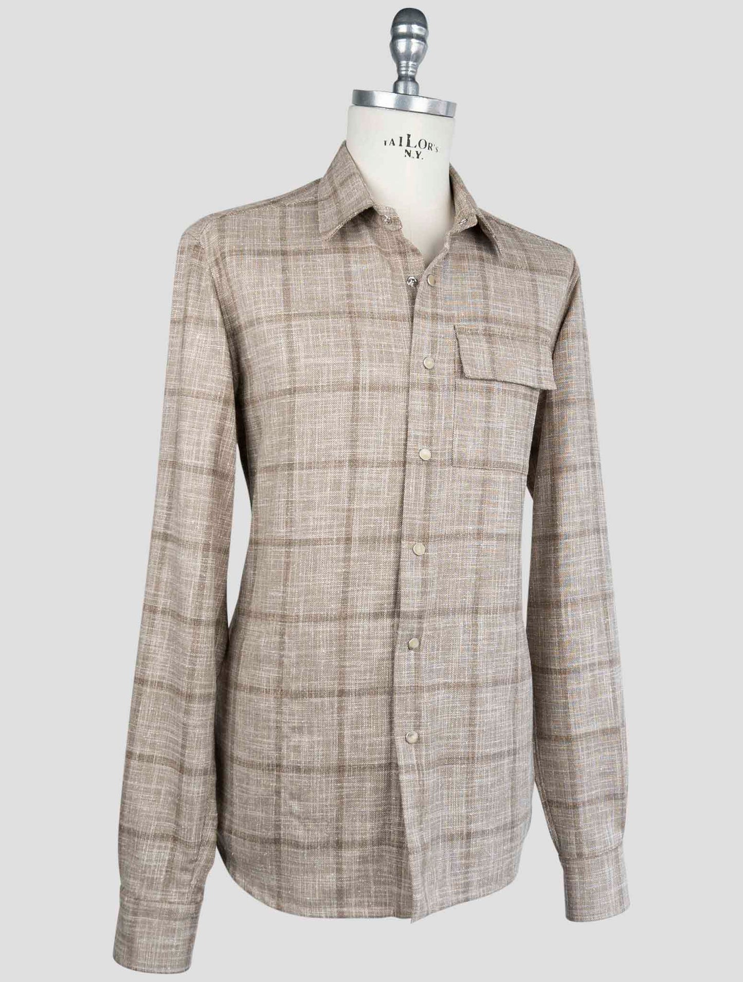 Kiton Beige Virgin Wool Silk Cotton Overshirt BUBA